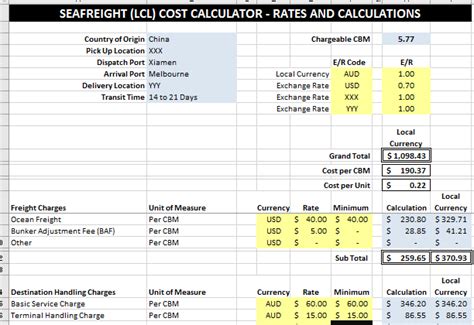 container freight cost calculator.